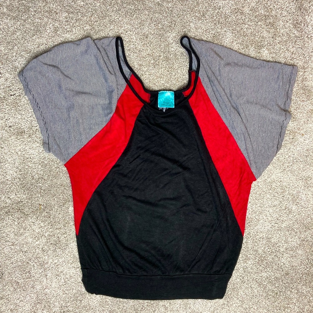 Enough about me - Flowy boat neck color block top